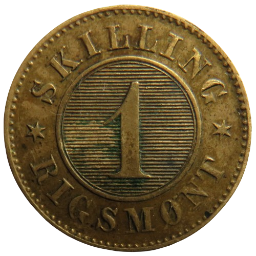 1863 Denmark One Skilling Rigsmont Coin