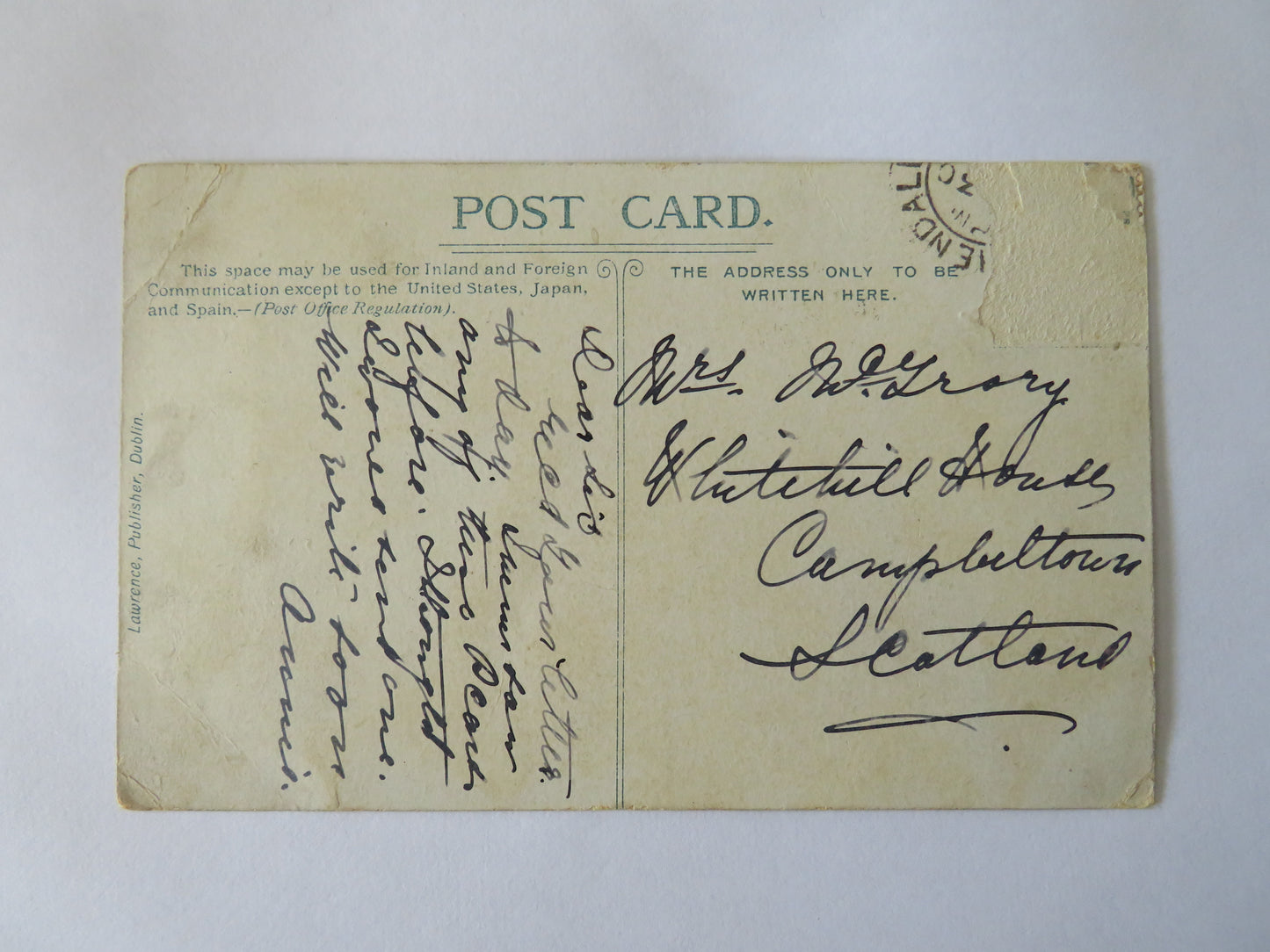 Vintage Postcard of the Grand Ball-room, Garron Tower Hotel, Co. Antrim