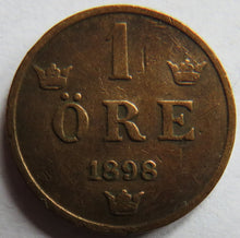 Load image into Gallery viewer, 1898 Sweden One Ore Coin
