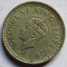 Load image into Gallery viewer, 1945 King George VI India Silver 1/4 Rupee Coin
