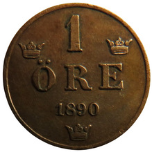 Load image into Gallery viewer, 1890 Sweden One Ore Coin
