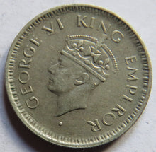 Load image into Gallery viewer, 1943 King George VI India Silver 1/4 Rupee Coin
