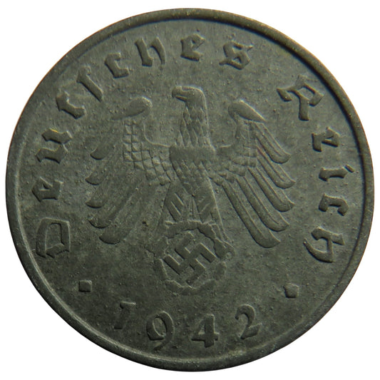 1942-F Germany - Third Reich 10 Reichspfennig Coin