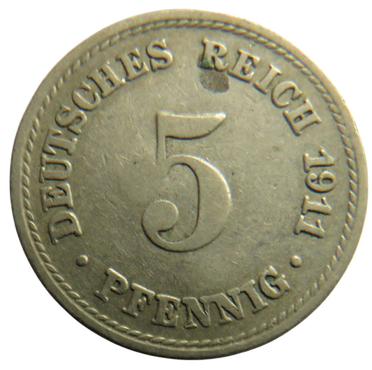1911-A Germany 5 Pfennig Coin