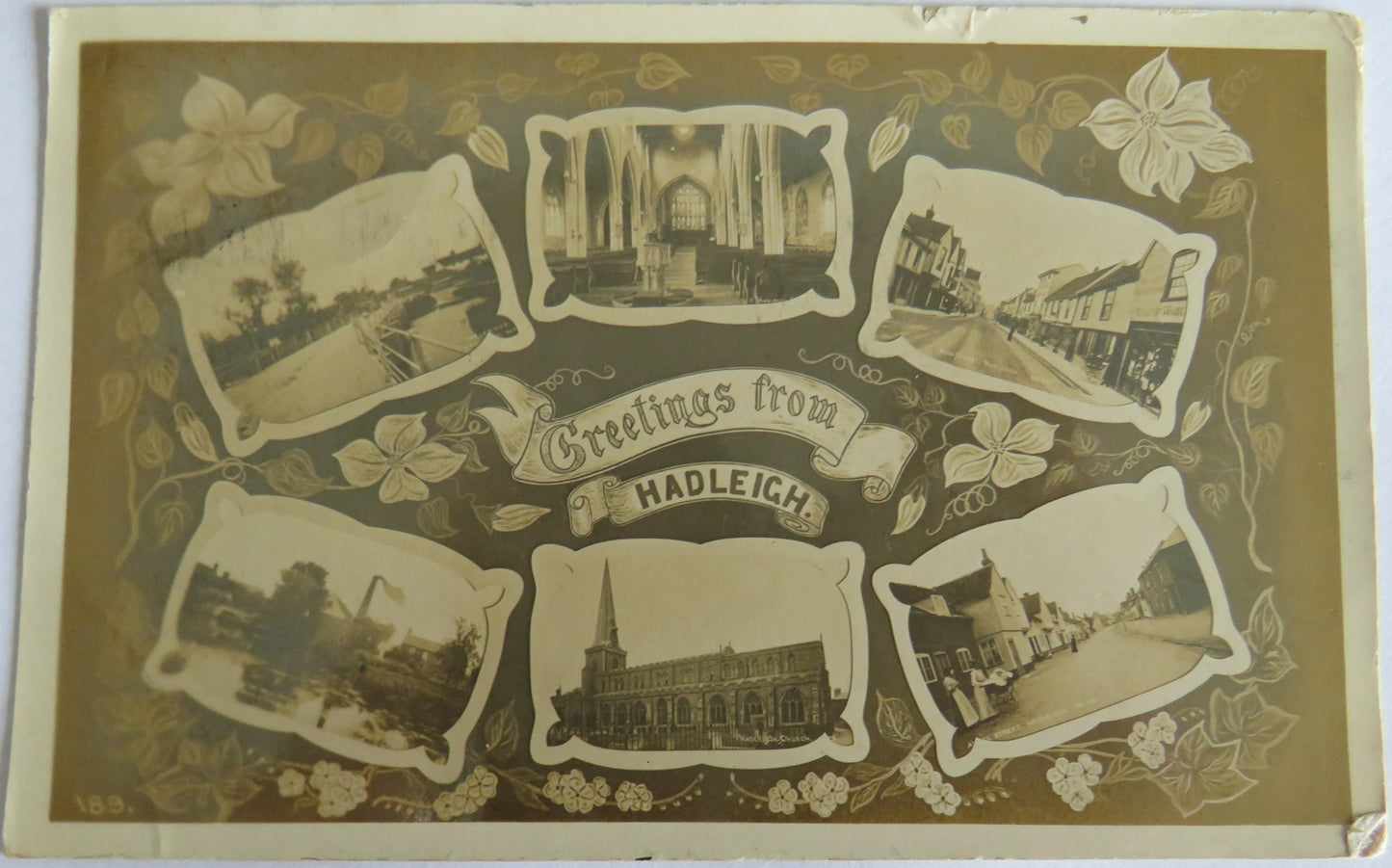 Vintage Postcard of Greetings From Hadleigh 1918