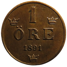 Load image into Gallery viewer, 1891 Sweden One Ore Coin
