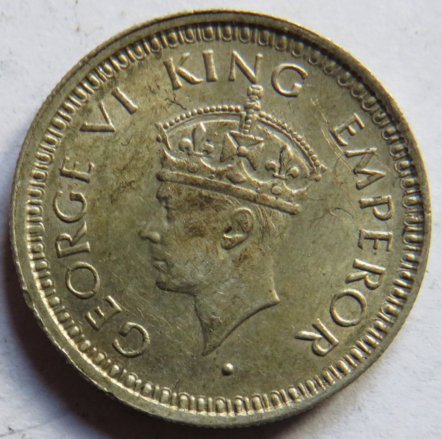 1945 King George VI India Silver 1/4 Rupee Coin