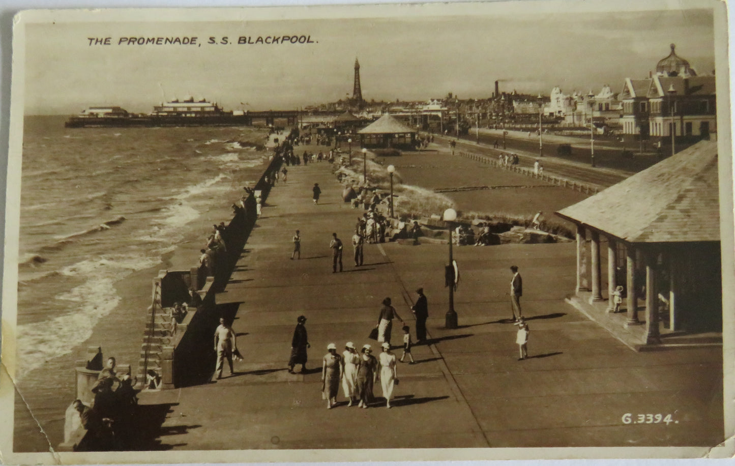 Vintage Postcard of The Promenade, S. S. Blackpool 1937