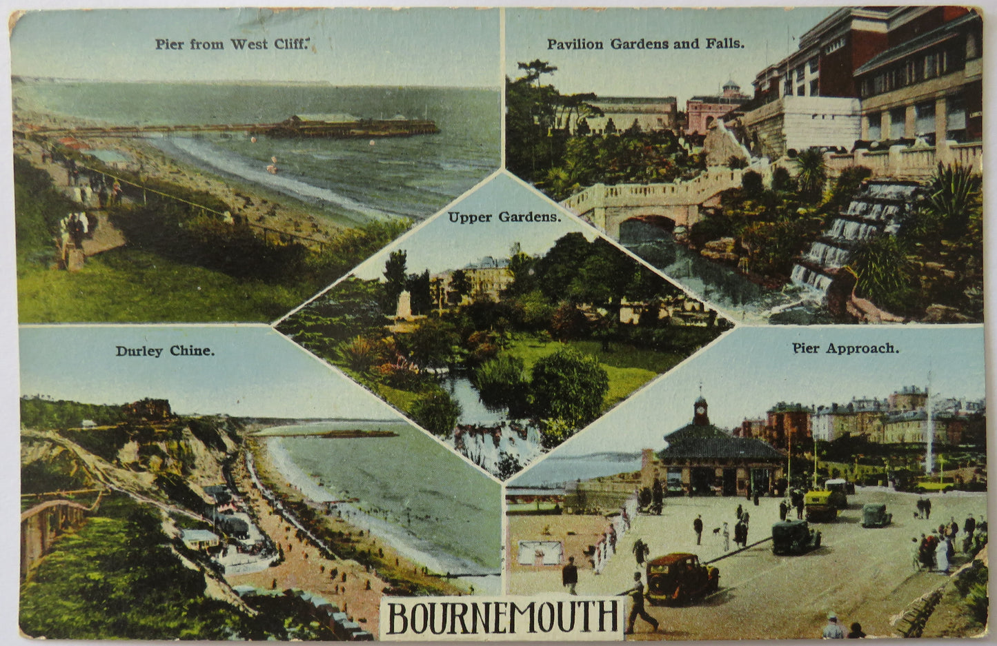 Vintage Multiview Postcard of Bournemouth including Upper Gardens