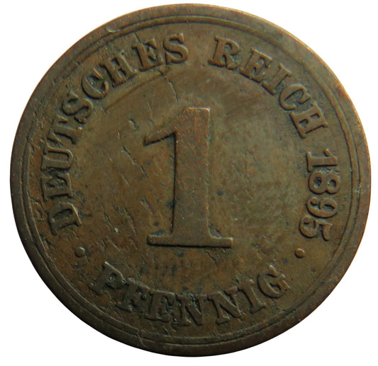 1895-F Germany One Pfennig Coin