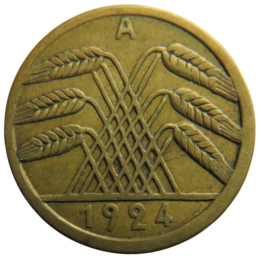 1924-A Germany - Weimar Republic 5 Reichspfennig Coin