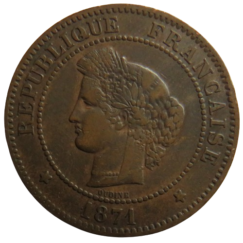 1871-A France 5 Centimes Coin