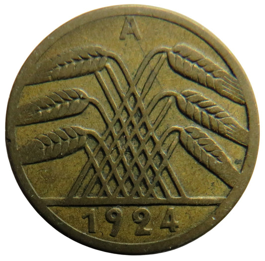 1924-A Germany - Weimar Republic 5 Rentenpfennig Coin