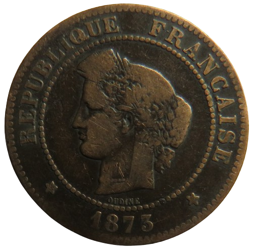 1873-K France 5 Centimes Coin