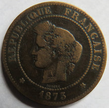 Load image into Gallery viewer, 1873-K France 5 Centimes Coin
