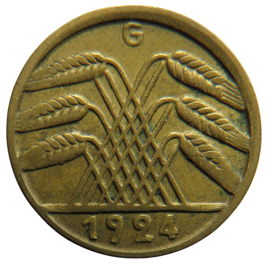 1924-G Germany - Weimar Republic 5 Reichspfennig Coin
