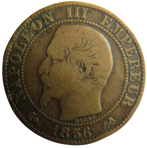 1856-B France Napoleon III 5 Centimes Coin