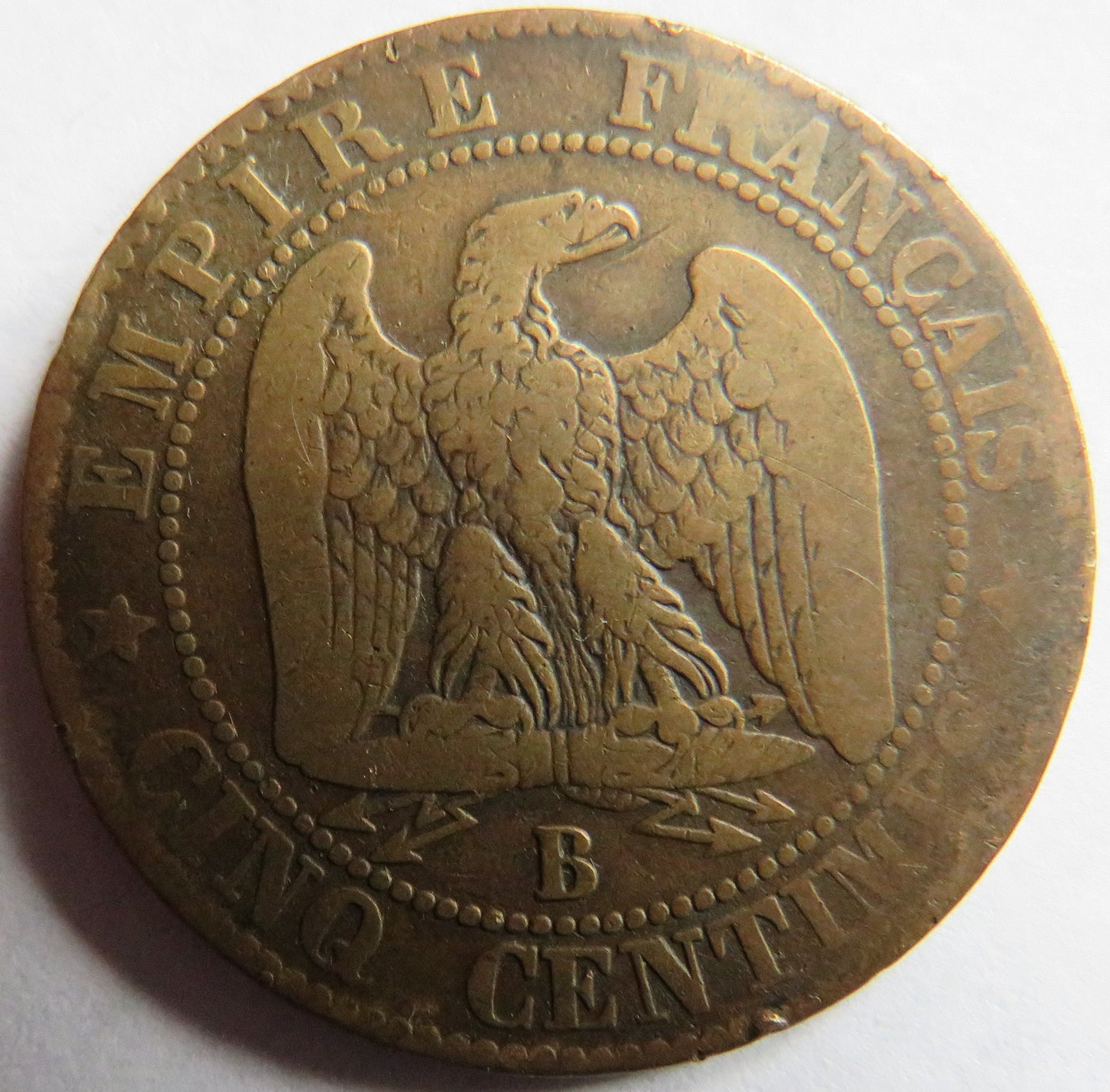 1856-B France Napoleon III 5 Centimes Coin