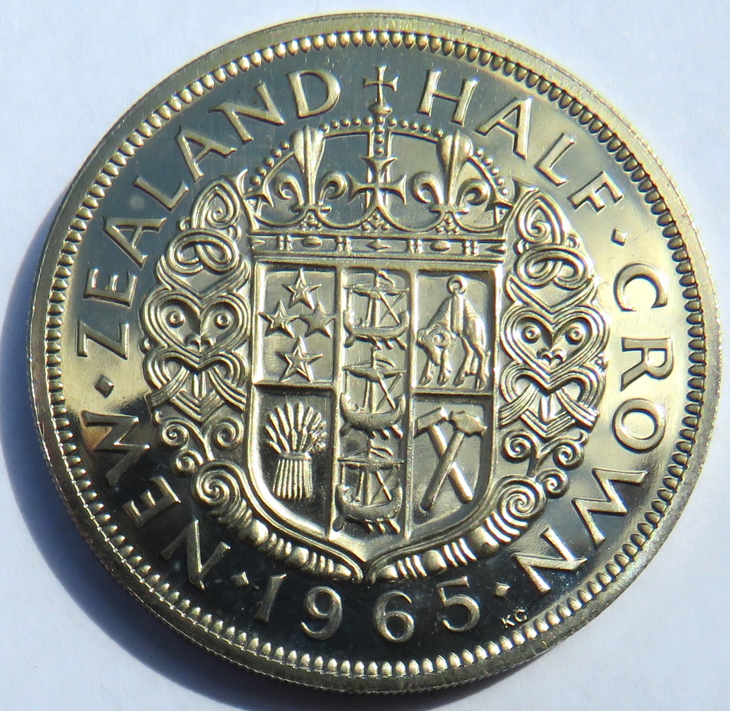 1965 Queen Elizabeth II New Zealand Prooflike Halfcrown Coin