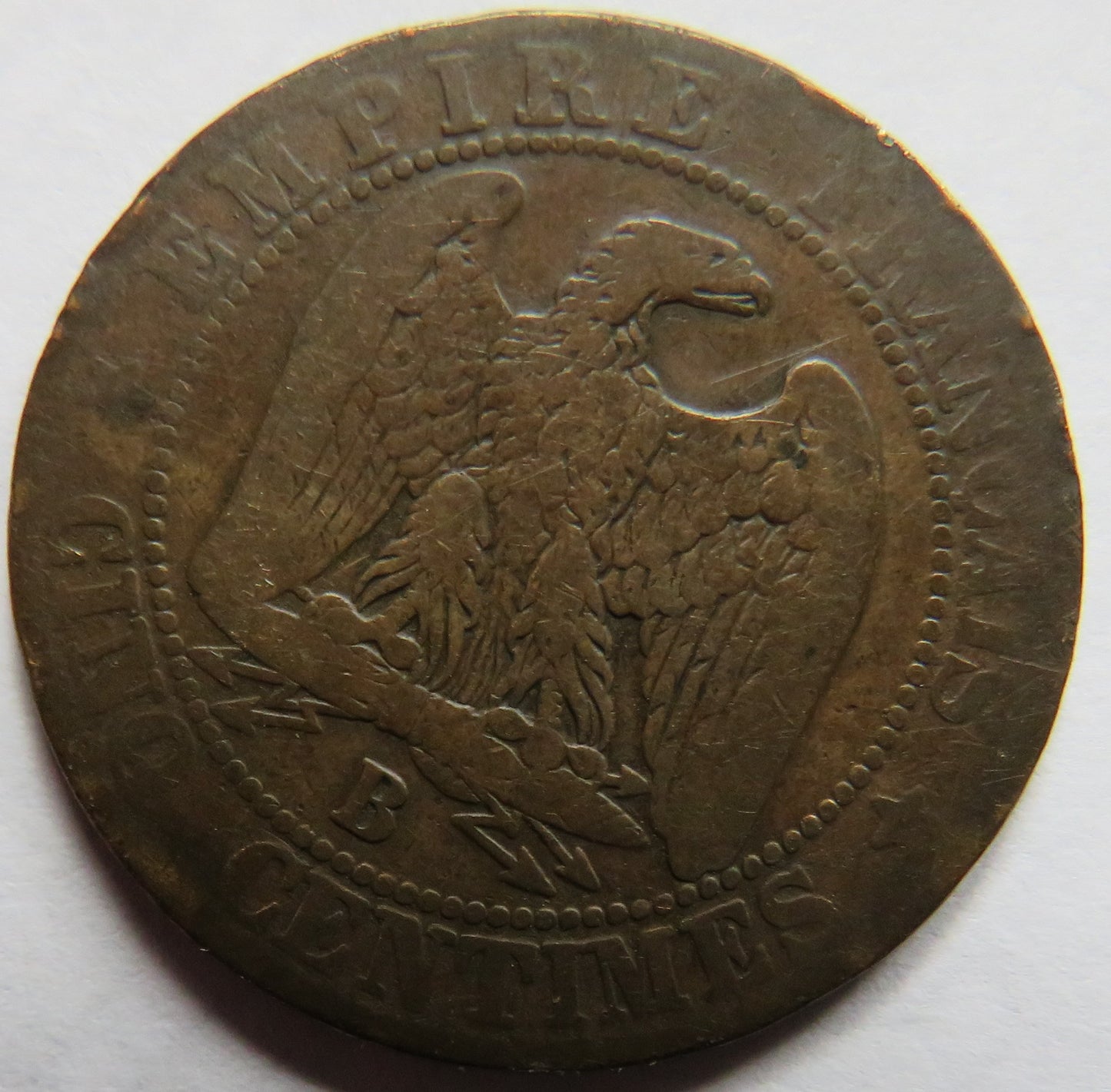 1855-B France Napoleon III 5 Centimes Coin