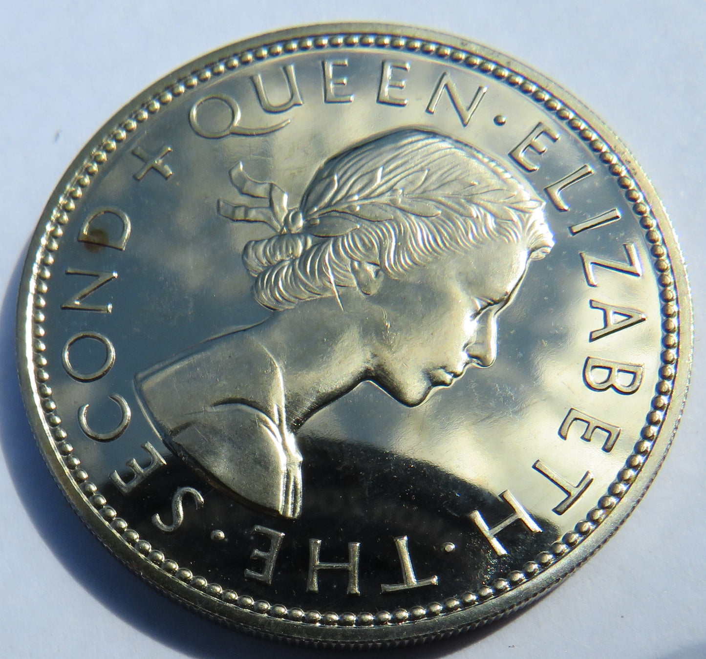 1965 Queen Elizabeth II New Zealand Prooflike Halfcrown Coin