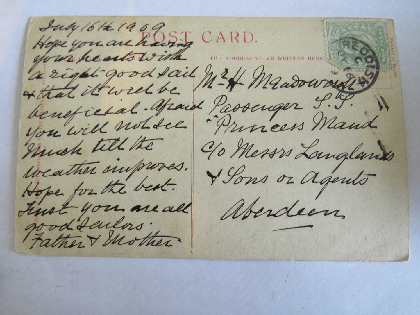 Vintage Postcard of Moreton Old Hall 1909