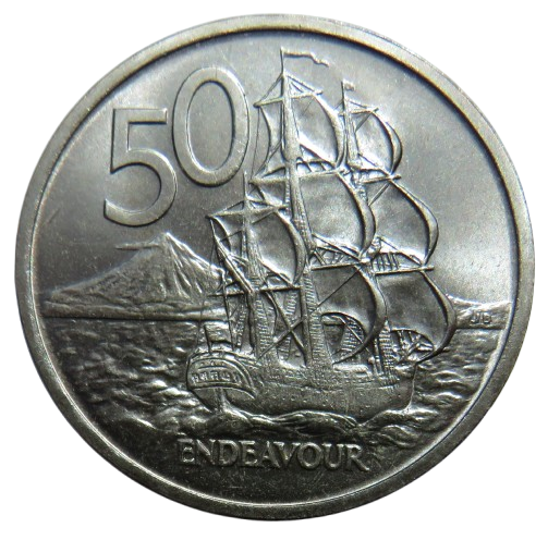 1969 Queen Elizabeth II New Zealand 50 Cents Coin In High Grade