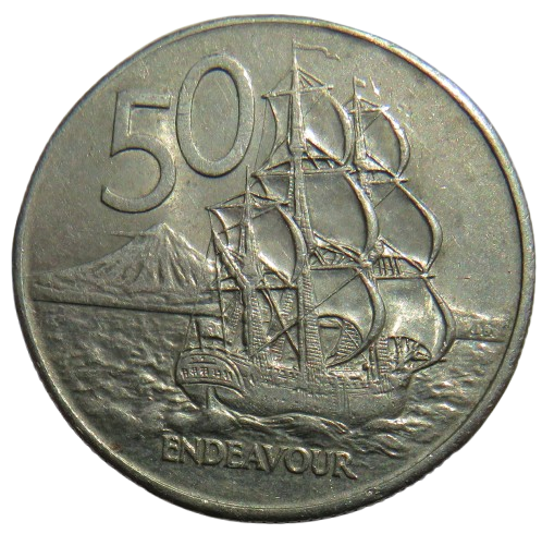 1980 Queen Elizabeth II New Zealand 50 Cents Coin