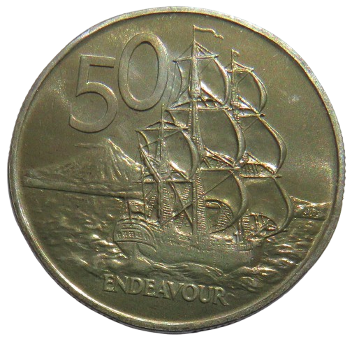 1974 Queen Elizabeth II New Zealand 50 Cents Coin In High Grade
