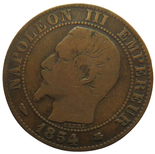 1854-BB France Napoleon III 5 Centimes Coin