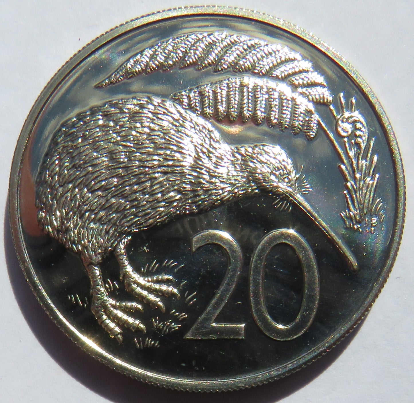 1968 Queen Elizabeth II New Zealand Prooflike 20 Cents Coin