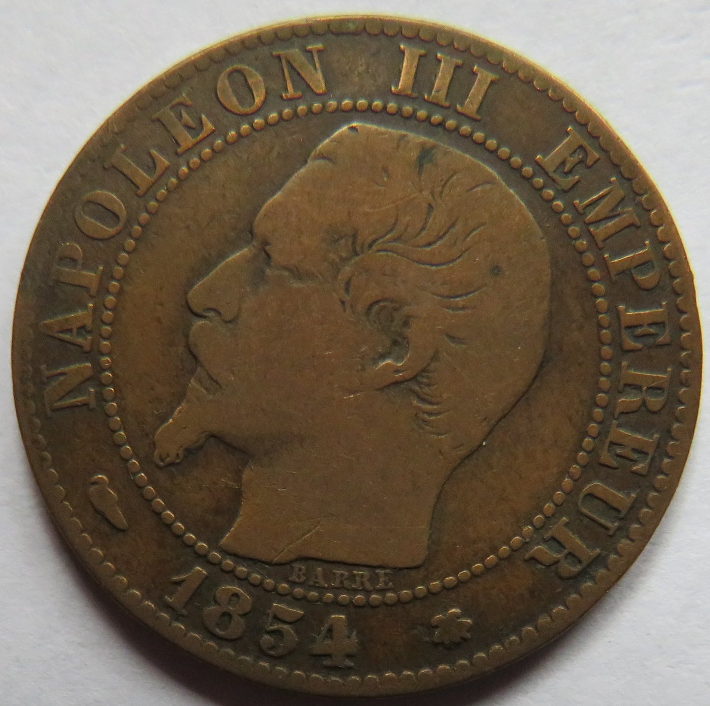 1854-BB France Napoleon III 5 Centimes Coin