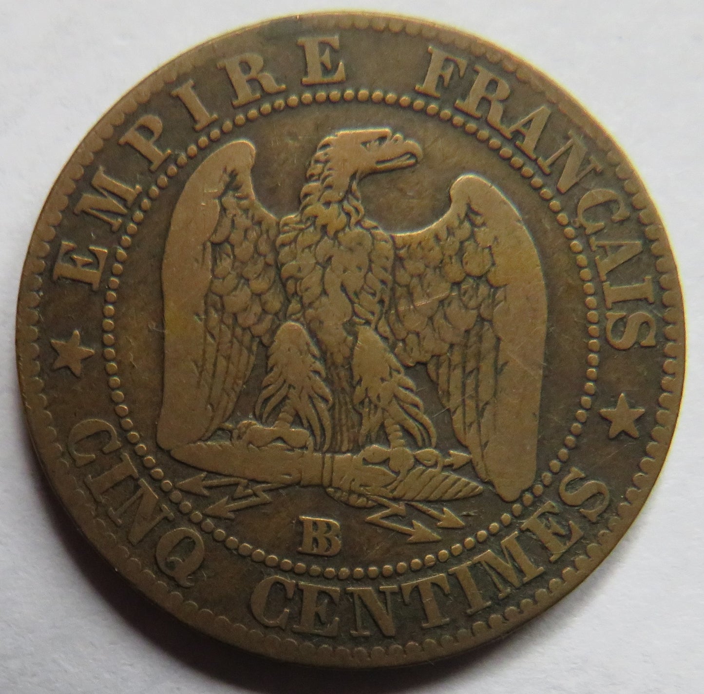 1854-BB France Napoleon III 5 Centimes Coin