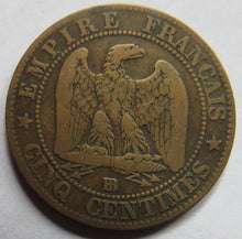 Load image into Gallery viewer, 1854-BB France Napoleon III 5 Centimes Coin
