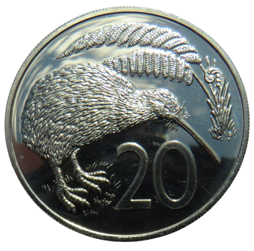 1968 Queen Elizabeth II New Zealand Prooflike 20 Cents Coin