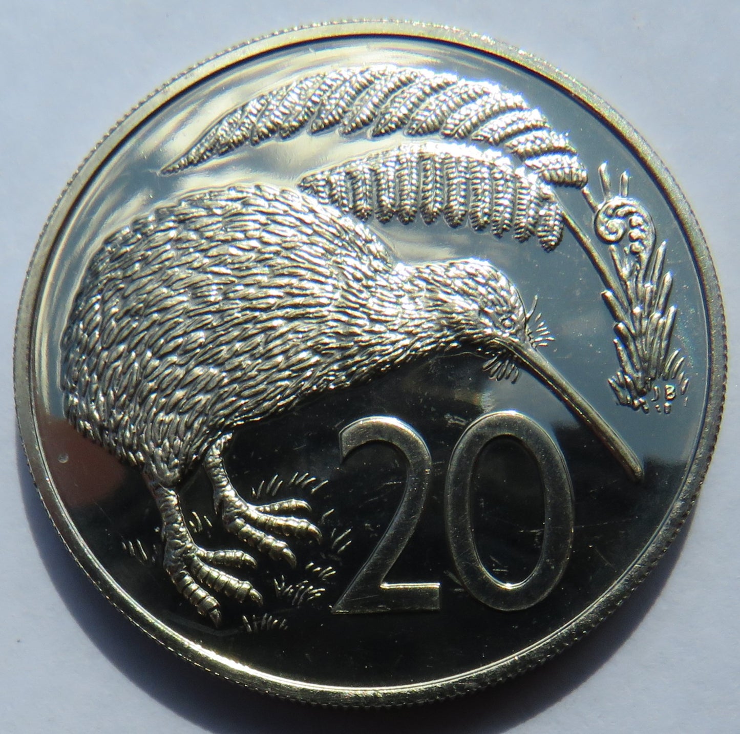 1968 Queen Elizabeth II New Zealand Prooflike 20 Cents Coin
