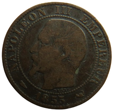 Load image into Gallery viewer, 1855-W France Napoleon III 5 Centimes Coin
