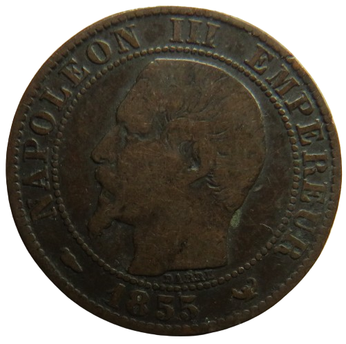 1855-W France Napoleon III 5 Centimes Coin