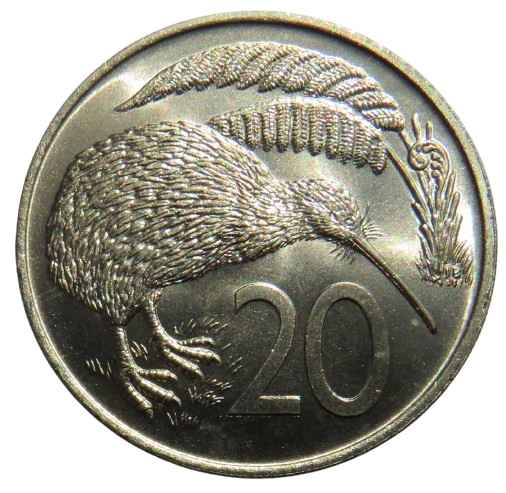 1971 Queen Elizabeth II New Zealand 20 Cents Coin In High Grade