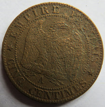 Load image into Gallery viewer, 1861-A France Napoleon III 5 Centimes Coin
