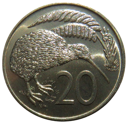 1973 Queen Elizabeth II New Zealand 20 Cents Coin In High Grade