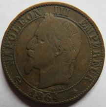 Load image into Gallery viewer, 1864-A France Napoleon III 5 Centimes Coin
