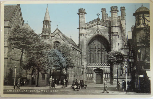 Vintage Postcard of Chester Cathedral, West Door