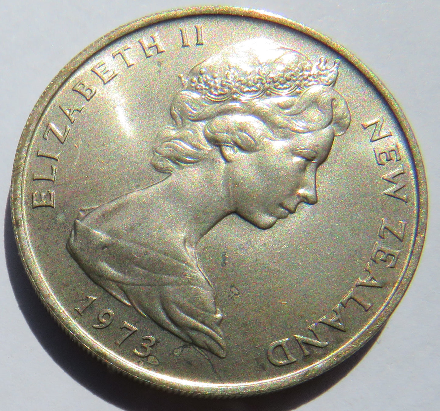1973 Queen Elizabeth II New Zealand 20 Cents Coin In High Grade