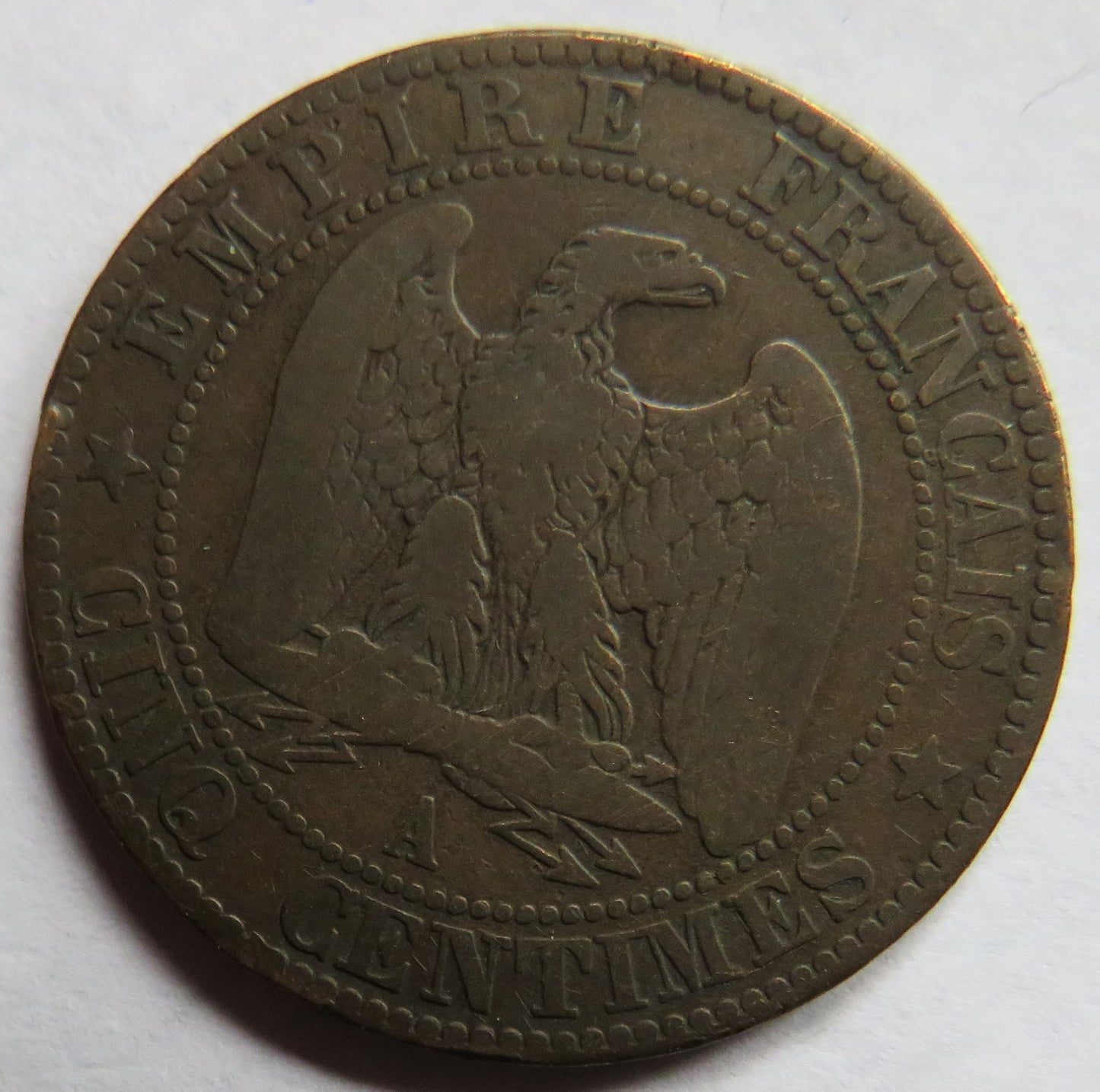 1853-A France Napoleon III 5 Centimes Coin