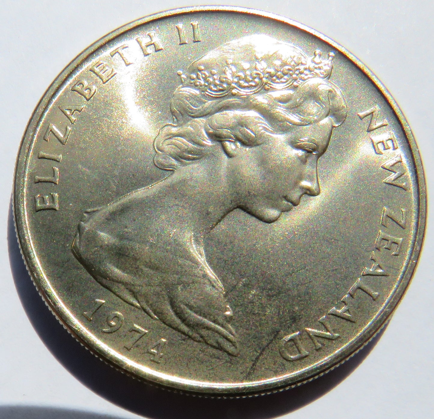 1974 Queen Elizabeth II New Zealand 20 Cents Coin In High Grade