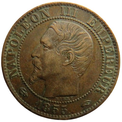 1855-A France Napoleon III 5 Centimes Coin