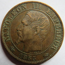 Load image into Gallery viewer, 1855-A France Napoleon III 5 Centimes Coin
