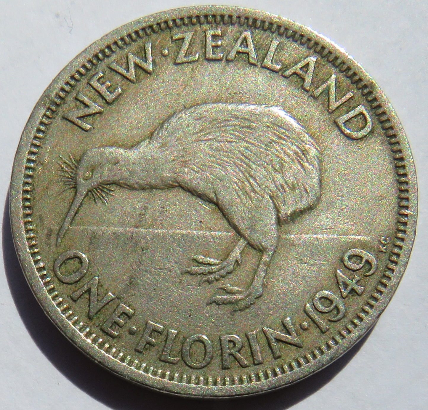 1949 King George VI New Zealand One Florin Coin