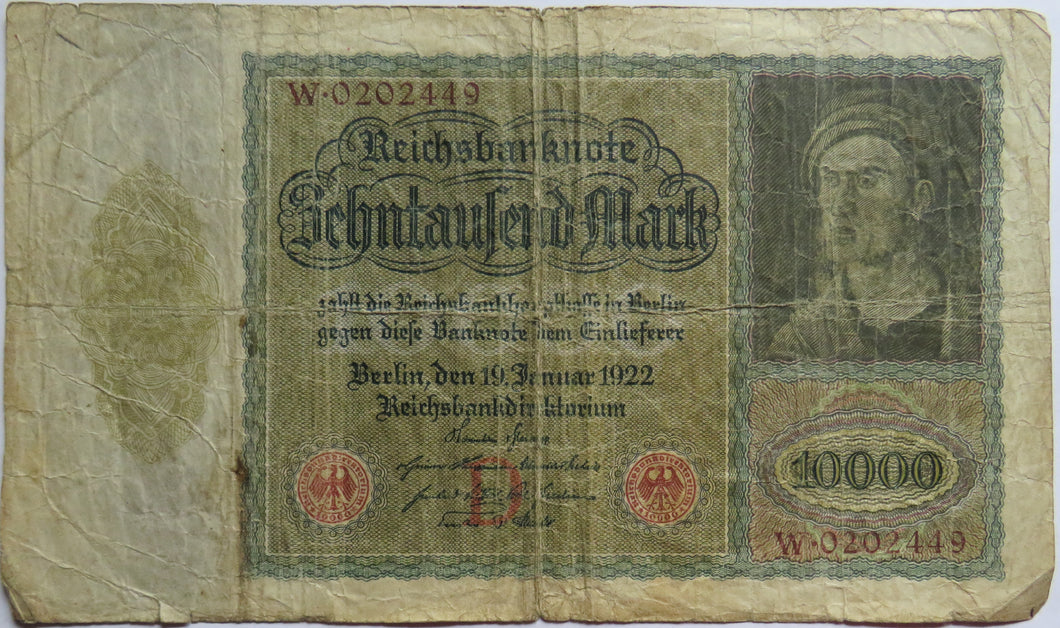 1922 Germany 10000 Marks Banknote